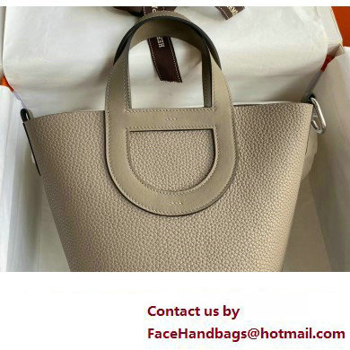Hermes In-The-Loop Tote Bag In Original taurillon clemence Leather gris asphalt with Silver Hardware (Full Handmade Quality)
