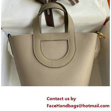 Hermes In-The-Loop Tote Bag In Original taurillon clemence Leather gris asphalt with gold Hardware (Full Handmade Quality)