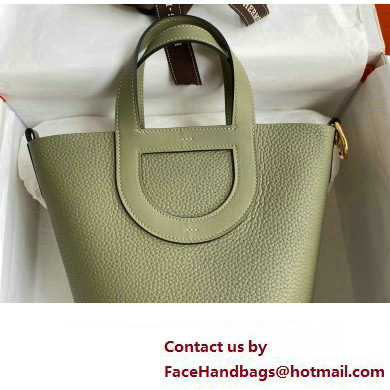 Hermes In-The-Loop Tote Bag In Original taurillon clemence Leather sauge with gold Hardware (Full Handmade Quality)