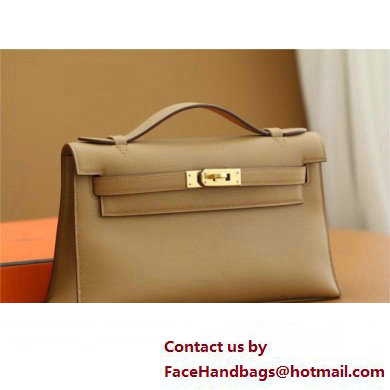 Hermes Mini Kelly 22 Pochette Bag chai in Swift Leather(handmade)