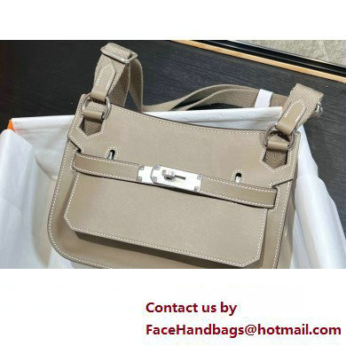 Hermes mini jypsiere bag Pearl Gray in swift leather with Silver Hardware (original quality+handmade)