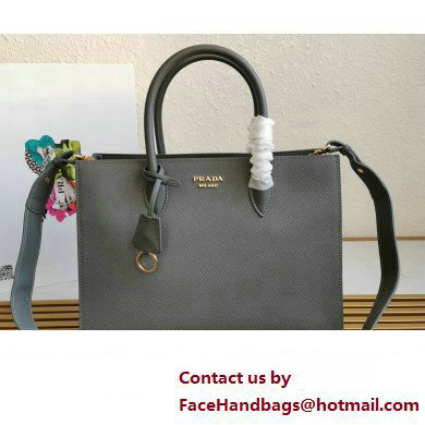 Prada Large Saffiano Leather Handbag 1ba153 Gray/White 2023