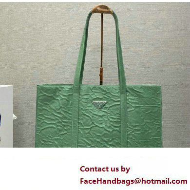 Prada Large antique nappa leather tote bag 1BG460 Green 2023