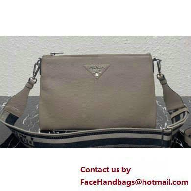 Prada Leather shoulder bag 1BH050 Gray 2023