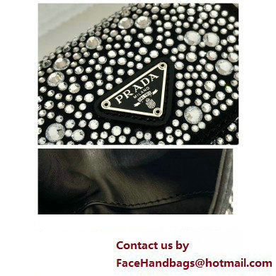 Prada Mini Cleo bag with Crystals 1BH185 Black 2023 - Click Image to Close