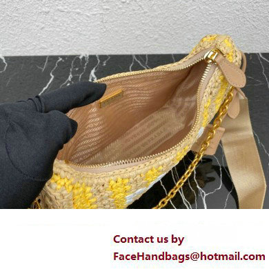 Prada Re-Edition 2005 crochet raffia shoulder bag 1BH204 Beige/Yellow 2023