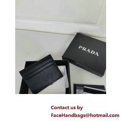 Prada Saffiano Leather Card Holder 2MC223 Metal lettering logo Black/Gold - Click Image to Close