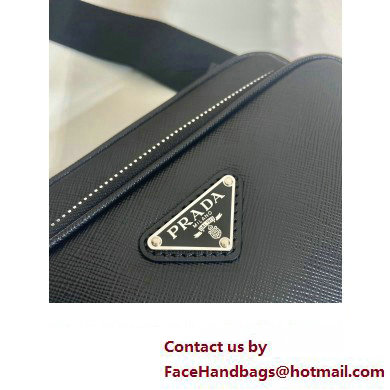 Prada Saffiano leather shoulder bag 2VH170 Black - Click Image to Close