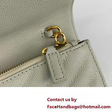 Saint Laurent cassandre matelasse envelope chain wallet in grain de poudre embossed leather 393953/742920/695108 Creamy/Gold