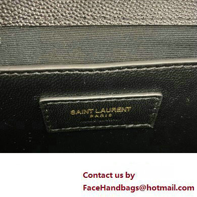 Saint Laurent medium envelope Bag in quilted grain de poudre embossed leather 600185 Black/Gold
