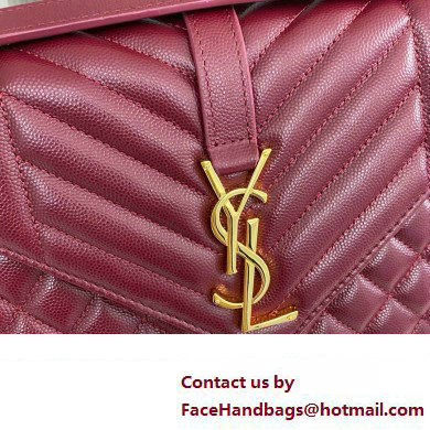 Saint Laurent medium envelope Bag in quilted grain de poudre embossed leather 600185 Dark Red