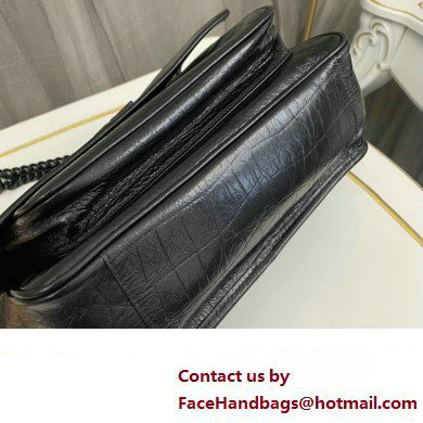 Saint Laurent medium niki Bag in crocodile-embossed leather 633150 Black