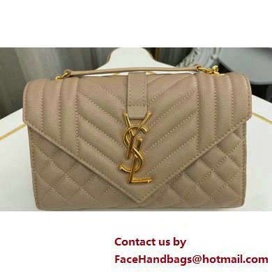 Saint Laurent small envelope Bag in quilted grain de poudre embossed leather 600195 Beige - Click Image to Close