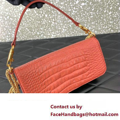 Valentino Loco Shoulder Bag In Croco Pattern Dark Pink 2023