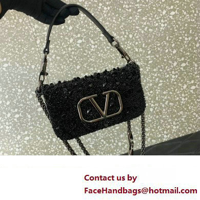 Valentino Loco Small Shoulder Bag in 3D Sequins Embroidery black 2023