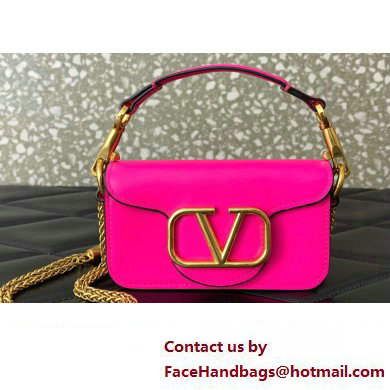 Valentino Loco micro Bag In Calfskin Leather With Chain 416 Fuchsia 2023 - Click Image to Close