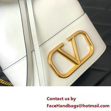 Valentino Mini Bucket Bag In Nappa With Vlogo Signature Chain White 2023