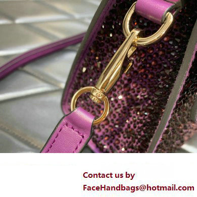 Valentino Mini VSling Bag with Sparkling Crystal Embroidery Purple 2023 - Click Image to Close
