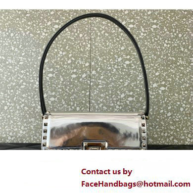 Valentino Rockstud23 Shoulder Bag In Smooth Calfskin 0240 Mirror Silver 2023