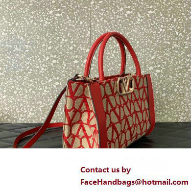 Valentino Small Vlogo Signature Toile Iconographe Handbag 0360 Red 2023 - Click Image to Close