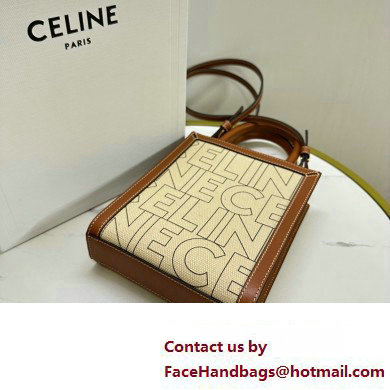 celine Mini Vertical Cabas bag in TEXTILE WITH CELINE ALL-OVER print Natural / Tan 2023 - Click Image to Close