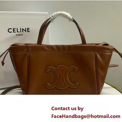 celine SMALL CABAS DRAWSTRING CUIR TRIOMPHE in Smooth Calfskin Tan 2023 - Click Image to Close