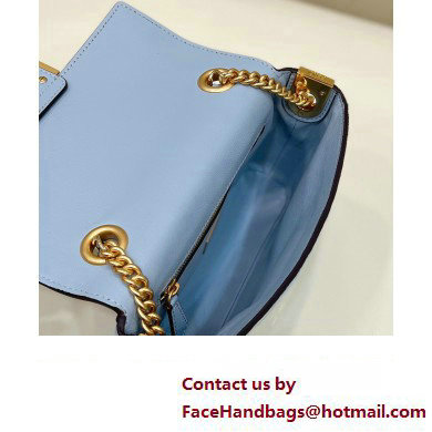 fendi medium Baguette Chain Midi bag in nappa leather sky blue 2023 - Click Image to Close