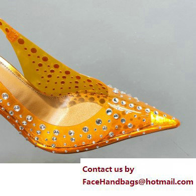 Aquazzura Heel 10.5cm PVC Starburst Crystal Slingback Pumps Yellow 2023 - Click Image to Close