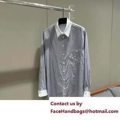 CELINE oversized shirt in striped silk CRAIE/BLEU 2023
