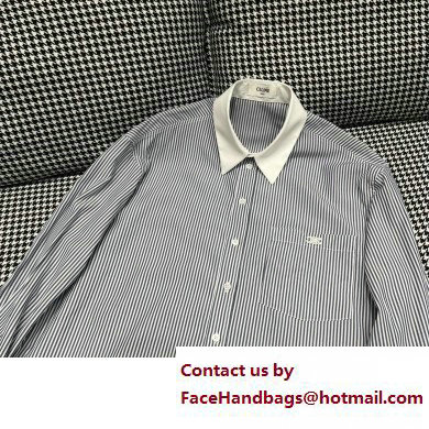 CELINE oversized shirt in striped silk CRAIE/BLEU 2023