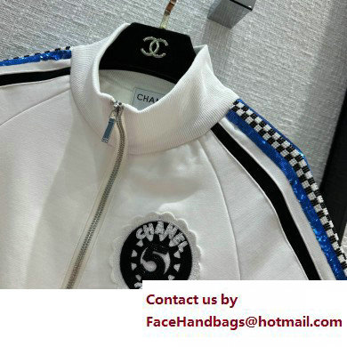 CHANEL WHITE NO.5 JERSEY COAT 2023 SPRING - Click Image to Close