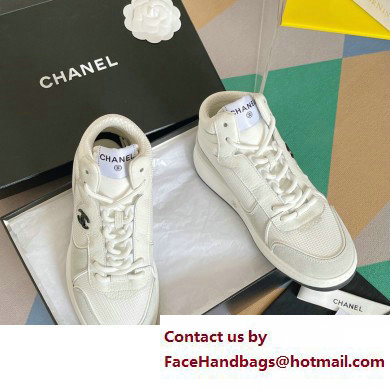 Chanel CC Logo High Top Sneakers Fabric and Suede Calfskin 02 2023