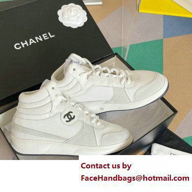 Chanel CC Logo High Top Sneakers Fabric and Suede Calfskin 02 2023