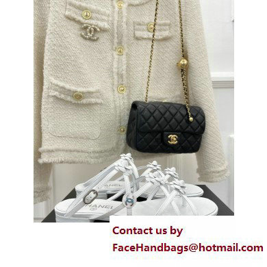 Chanel Heel 2cm CC Logo and Camellia Sandals White 2023 - Click Image to Close