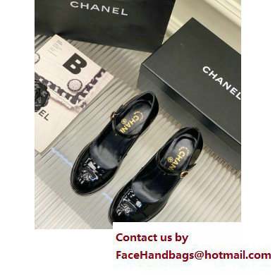 Chanel Heel Patent Leather Pumps Black 2023 - Click Image to Close