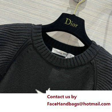 DIOR Black Cashmere Knit with Signature Sweater with Ruffles 2023
