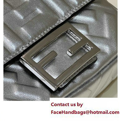 Fendi Nappa Leather Mini Baguette Bag Silver 2023 - Click Image to Close