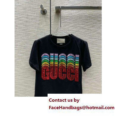 Gucci Cotton T-shirt with Gucci embroidery black 717684 2023