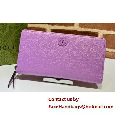 Gucci GG Marmont zip around Wallet 456117 Resin Hardware Purple 2023