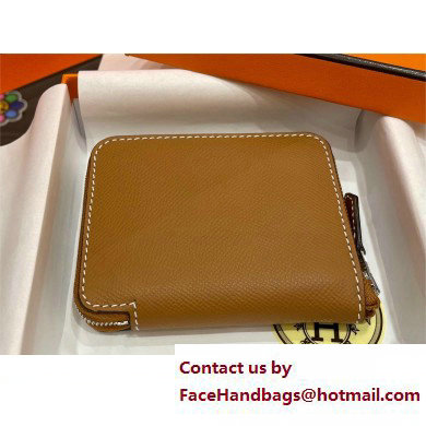 HERMES SILK'IN COMPACT WALLET IN ORIGINAL EPSOM LEATHER BROWN 2023 - Click Image to Close