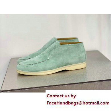 Loro Piana Open Walk Suede Ankle Boots green