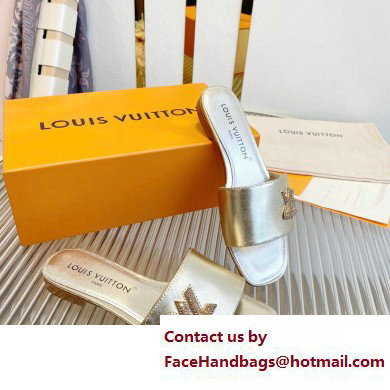Louis Vuitton Shake Flat Mules in Metallic lambskin Gold 2023