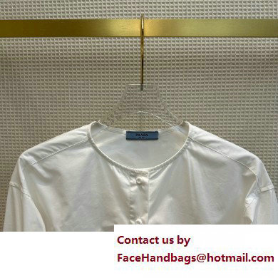 PRADA WHITE Poplin shirt WITHOUT THE emblematic collar 2023
