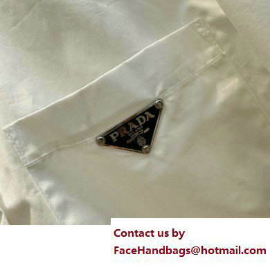 PRADA WHITE Poplin shirt WITHOUT THE emblematic collar 2023