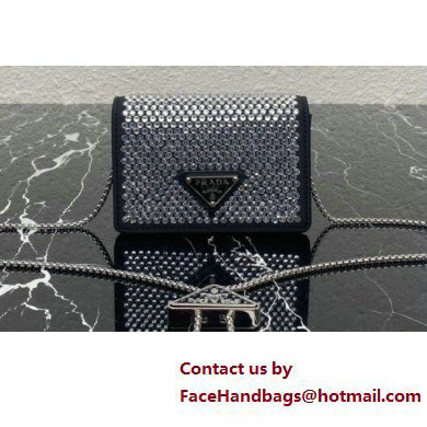 Prada Cardholder with shoulder strap and crystals Bag 1MR024 Black 2022