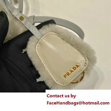 Prada Galleria Shearling Mini Bag 1BA906 Grey 2023 - Click Image to Close