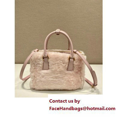 Prada Galleria Shearling Mini Bag 1BA906 PINK 2023 - Click Image to Close