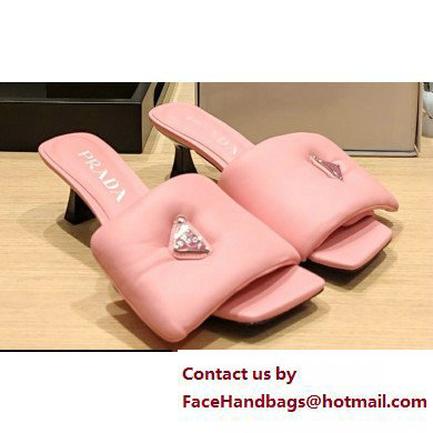 Prada Heel 3.5cm Soft padded nappa leather sandals Pink 2023