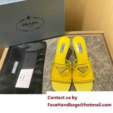 Prada Heel 6.5cm Plexiglas and patent leather sandals yellow 2022 - Click Image to Close