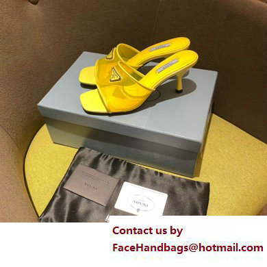Prada Heel 6.5cm Plexiglas and patent leather sandals yellow 2022 - Click Image to Close